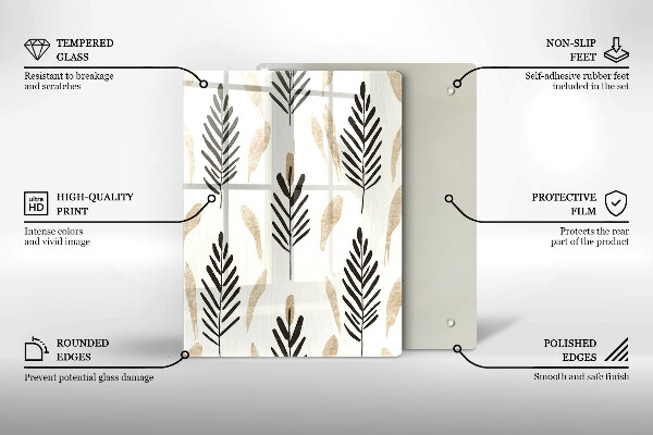 Üveg vágódeszka Boho növények