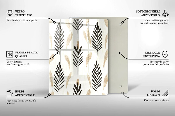 Üveg vágódeszka Boho növények