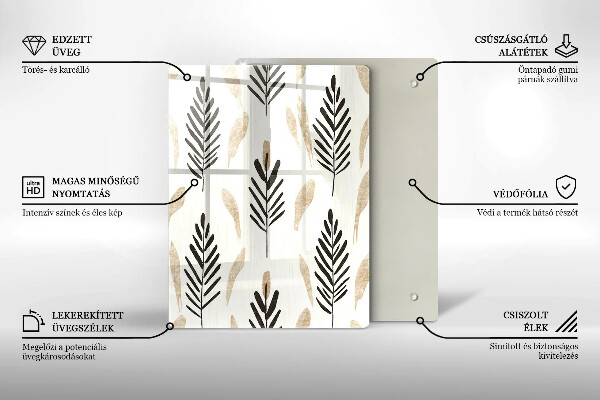 Üveg vágódeszka Boho növények