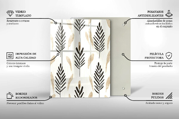 Üveg vágódeszka Boho növények