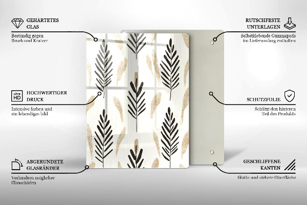 Üveg vágódeszka Boho növények