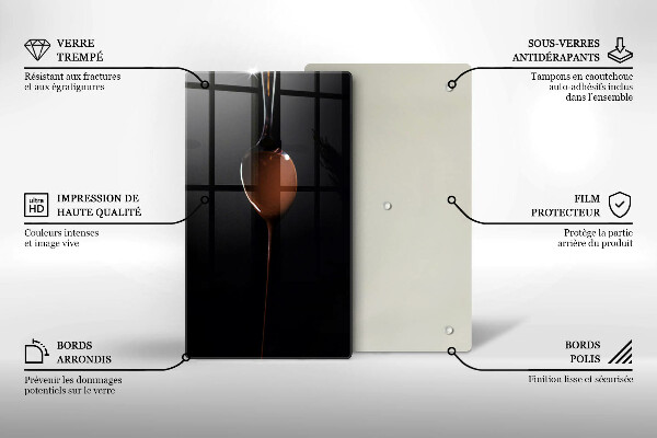 Üveg vágódeszka Egy kanál csokoládé