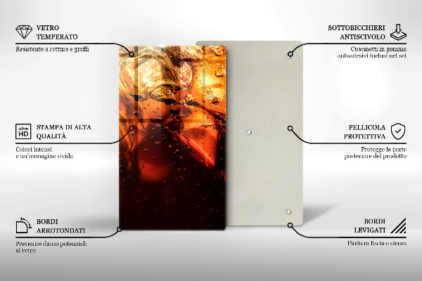 Üveg vágódeszka Cola ital jéggel