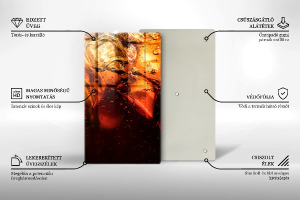 Üveg vágódeszka Cola ital jéggel