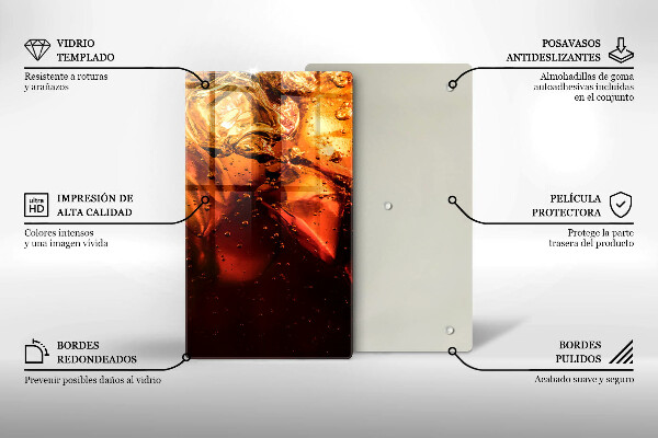 Üveg vágódeszka Cola ital jéggel