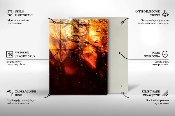 Üveg vágódeszka Cola ital jéggel