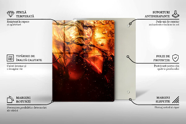 Üveg vágódeszka Cola ital jéggel