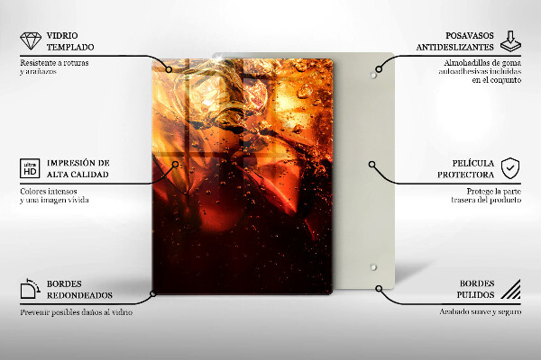 Üveg vágódeszka Cola ital jéggel