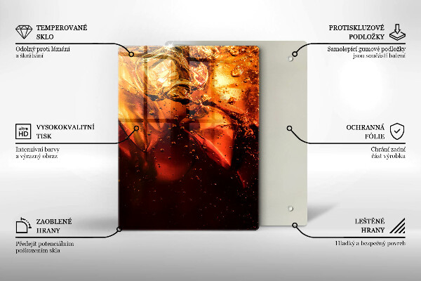 Üveg vágódeszka Cola ital jéggel