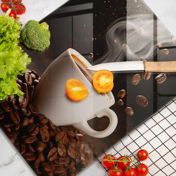 Üveg vágódeszka Forró csésze kávé