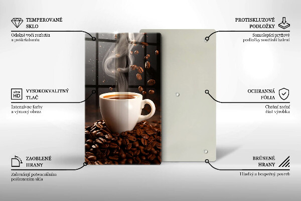 Üveg vágódeszka Forró csésze kávé