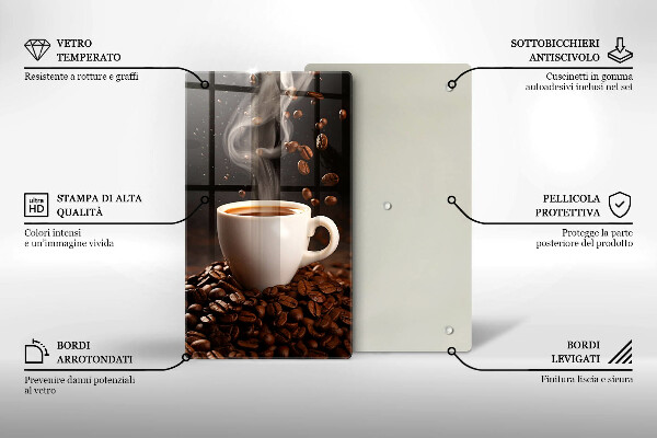 Üveg vágódeszka Forró csésze kávé