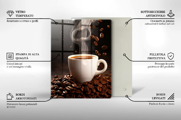 Üveg vágódeszka Forró csésze kávé