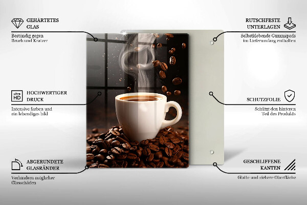 Üveg vágódeszka Forró csésze kávé