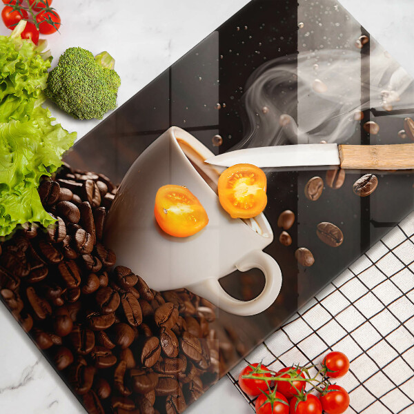 Üveg vágódeszka Forró csésze kávé