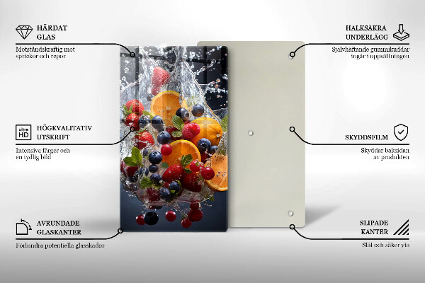 Üveg vágódeszka Gyümölcsök vízben