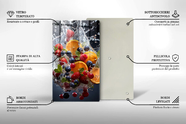 Üveg vágódeszka Gyümölcsök vízben