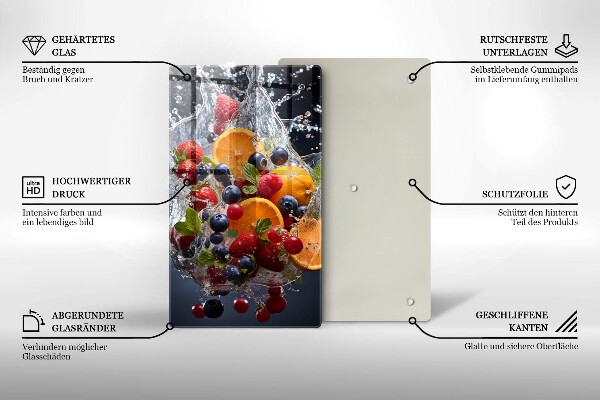 Üveg vágódeszka Gyümölcsök vízben