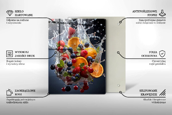 Üveg vágódeszka Gyümölcsök vízben