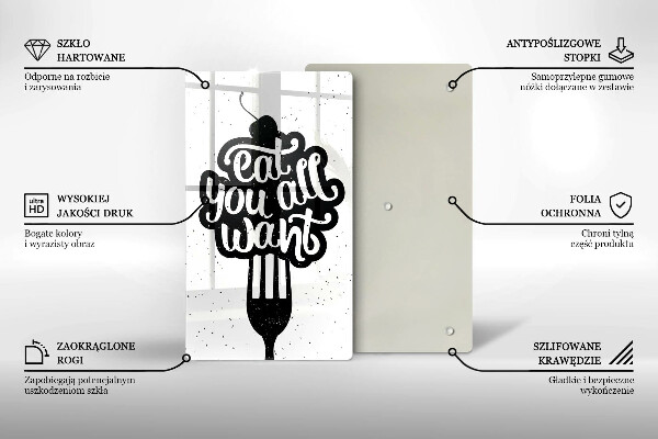 Üveg vágódeszka Eat all you want