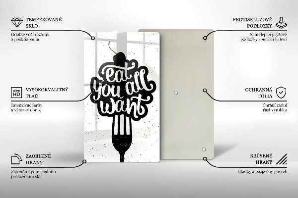 Üveg vágódeszka Eat all you want