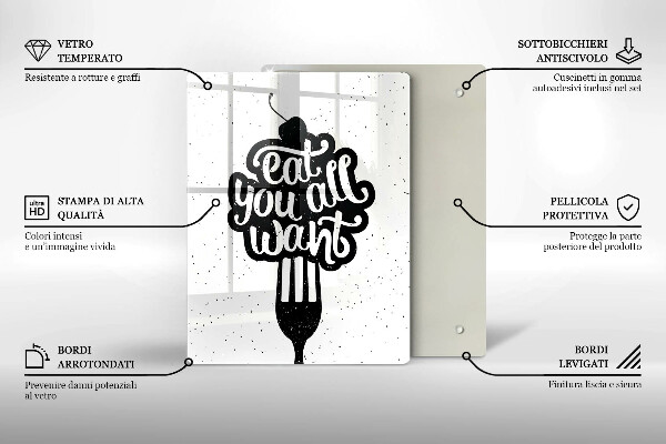 Üveg vágódeszka Eat all you want