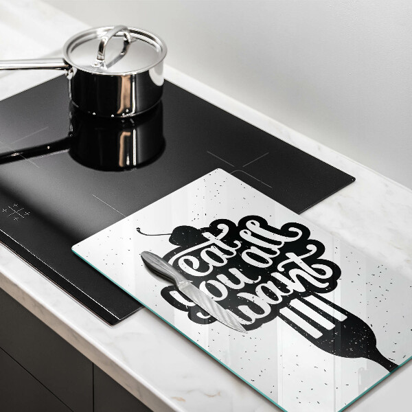 Üveg vágódeszka Eat all you want