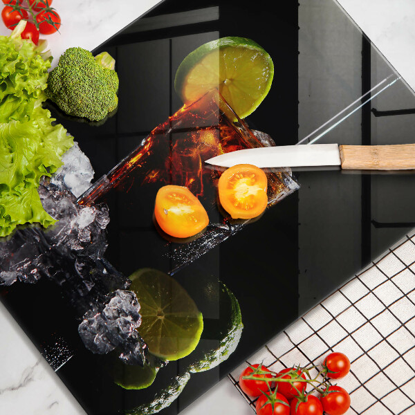 Üveg vágódeszka Földes ital jéggel