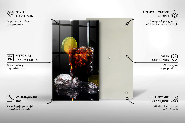 Üveg vágódeszka Földes ital jéggel