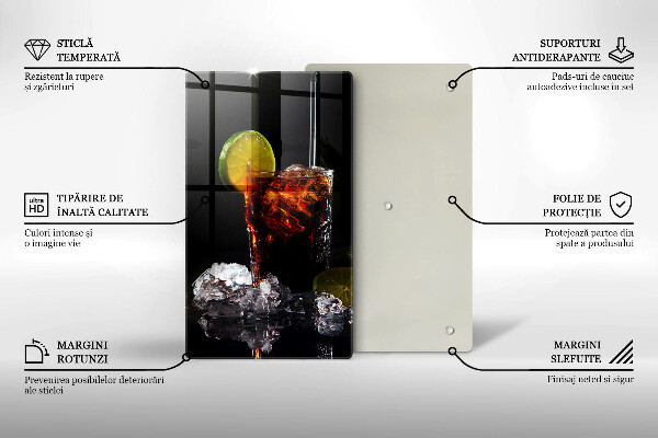 Üveg vágódeszka Földes ital jéggel