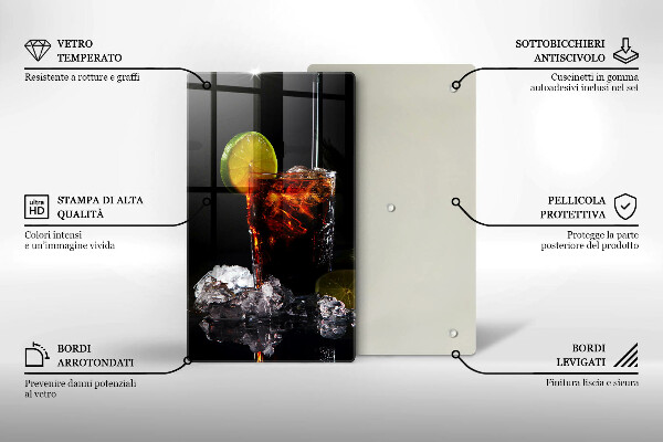 Üveg vágódeszka Földes ital jéggel