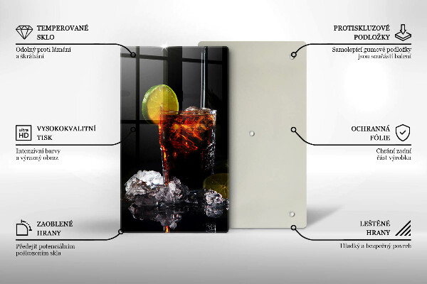 Üveg vágódeszka Földes ital jéggel