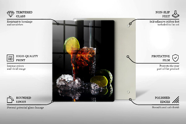 Üveg vágódeszka Földes ital jéggel