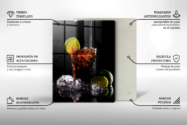 Üveg vágódeszka Földes ital jéggel