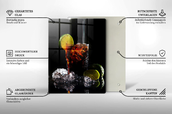 Üveg vágódeszka Földes ital jéggel