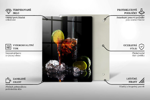 Üveg vágódeszka Földes ital jéggel