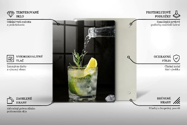 Üveg vágódeszka Egy pohár vizet