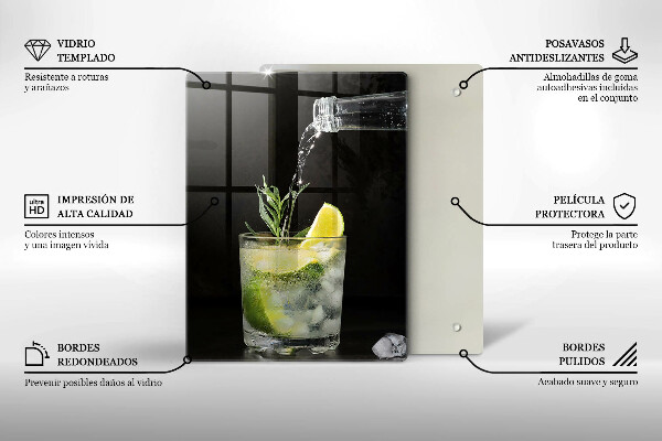 Üveg vágódeszka Egy pohár vizet