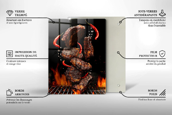 Üveg vágódeszka Hús a grillen