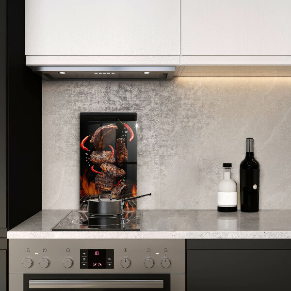 Üveg vágódeszka Hús a grillen