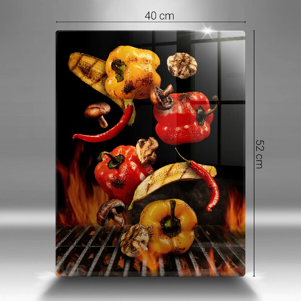 Üveg vágódeszka Zöldségek a grillen