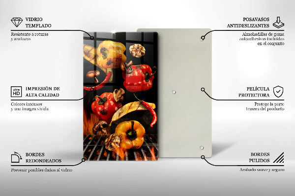 Üveg vágódeszka Zöldségek a grillen