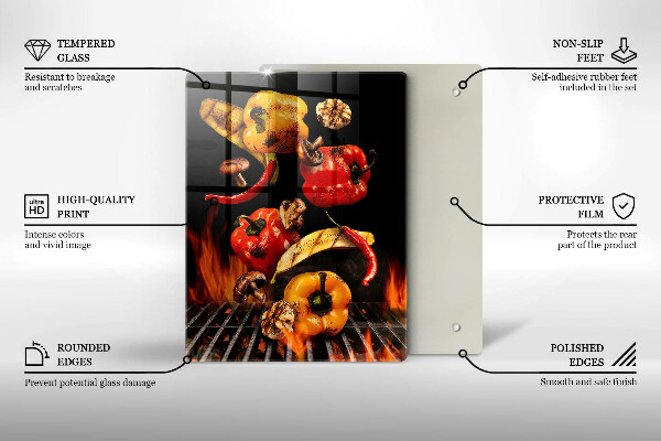 Üveg vágódeszka Zöldségek a grillen