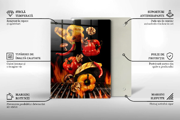 Üveg vágódeszka Zöldségek a grillen