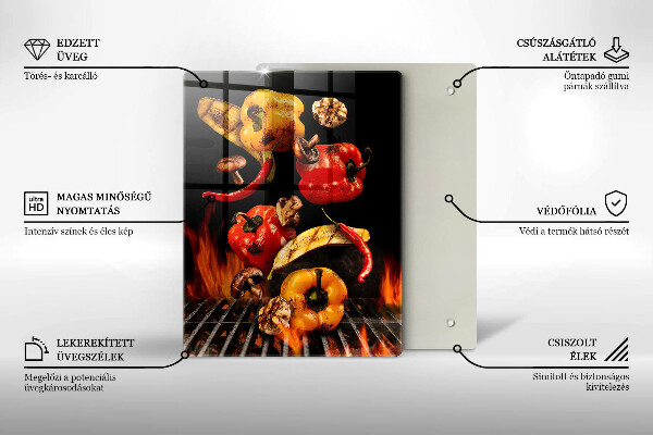 Üveg vágódeszka Zöldségek a grillen
