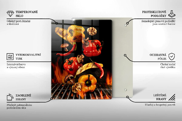 Üveg vágódeszka Zöldségek a grillen