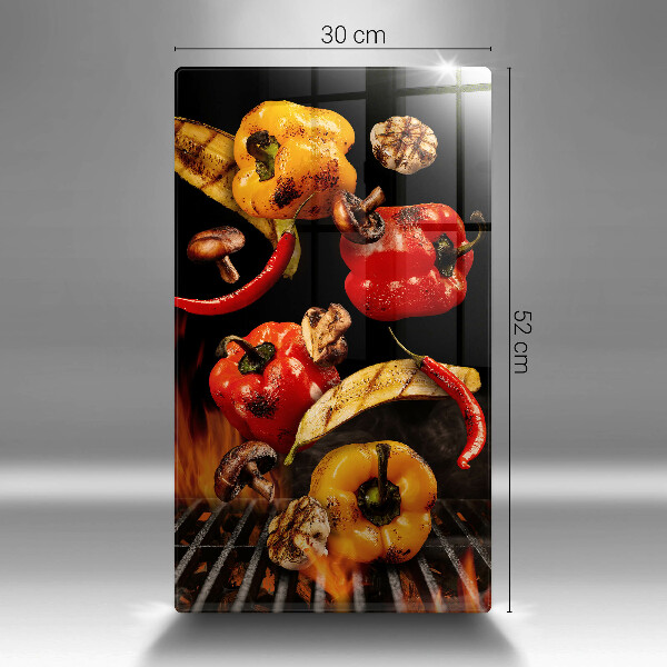 Üveg vágódeszka Zöldségek a grillen