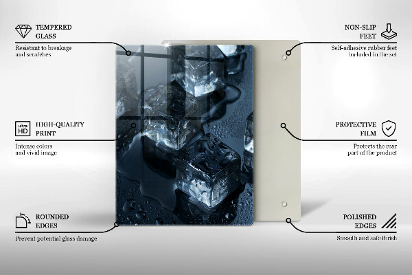 Üveg vágódeszka Hideg jégkockák