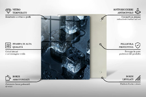 Üveg vágódeszka Hideg jégkockák