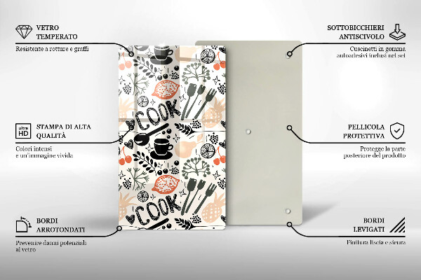 Üveg vágódeszka Rajzfilm konyhai motívum